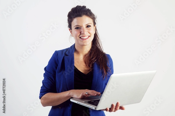 Obraz Hôtesse avec son ordinateur portable