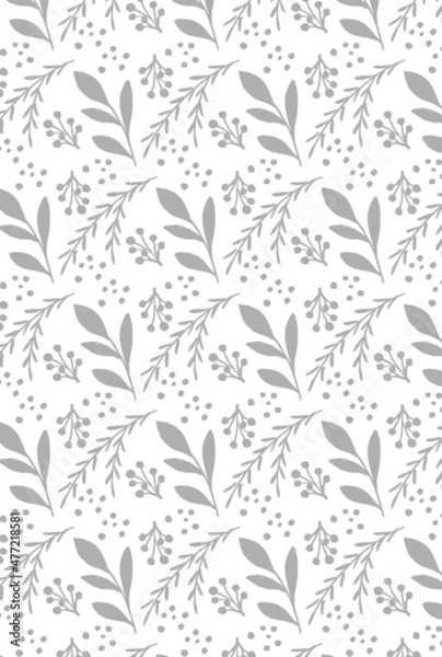 Fototapeta グレーの草木の白背景の縦の壁紙
