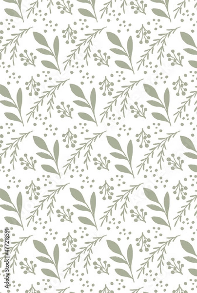 Fototapeta カーキの草木の白背景の縦の壁紙
