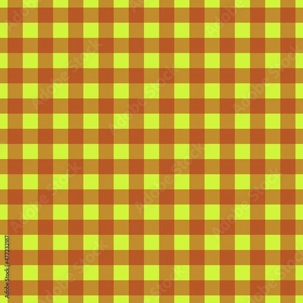 Fototapeta Plaid pattern. Lime on Fire brick color. Tablecloth pattern. Texture. Seamless classic pattern background.