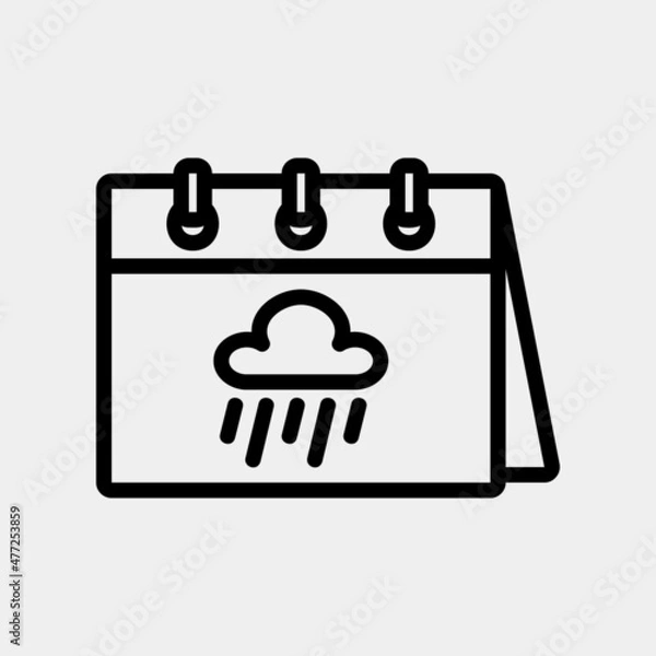 Obraz Rainy icon vector illustration in line style about calendar and date, use for website mobile app presentation
