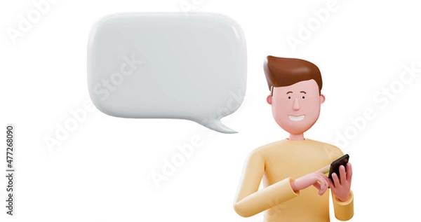 Fototapeta 3d man using smart phone. 3d render.