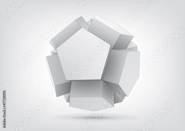 Obraz Vector polyhedron with pentagonal extrude faces