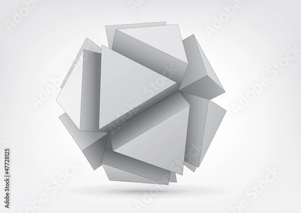 Obraz Vector polyhedron with triangular extruded faces