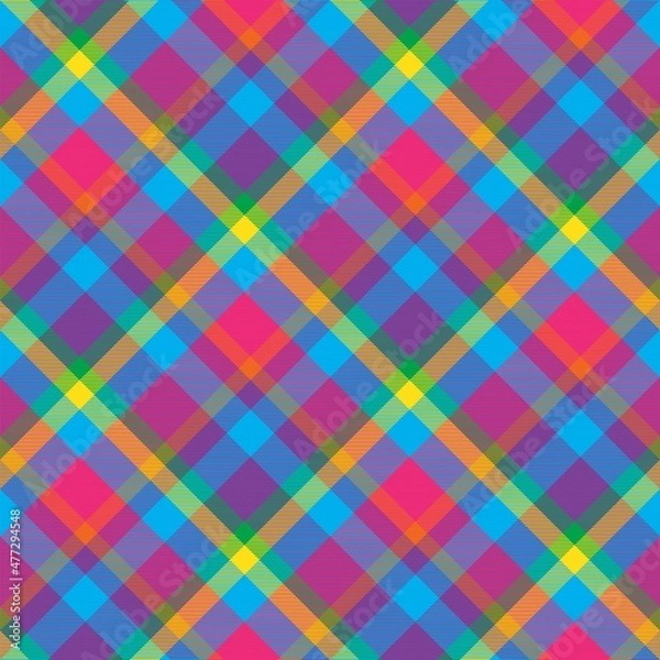 Fototapeta Rainbow Diagonal Plaid Tartan textured Seamless Pattern Design