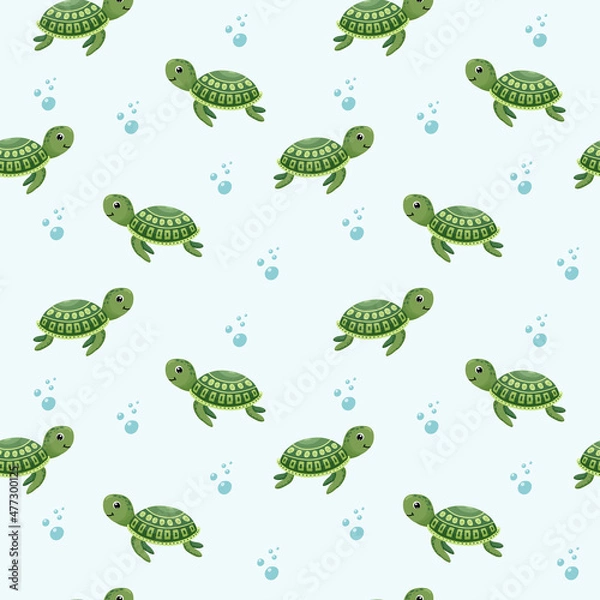 Fototapeta Childish seamless pattern with turtle. Perfect for kids apparel,fabric, textile, nursery decoration,wrapping paper.