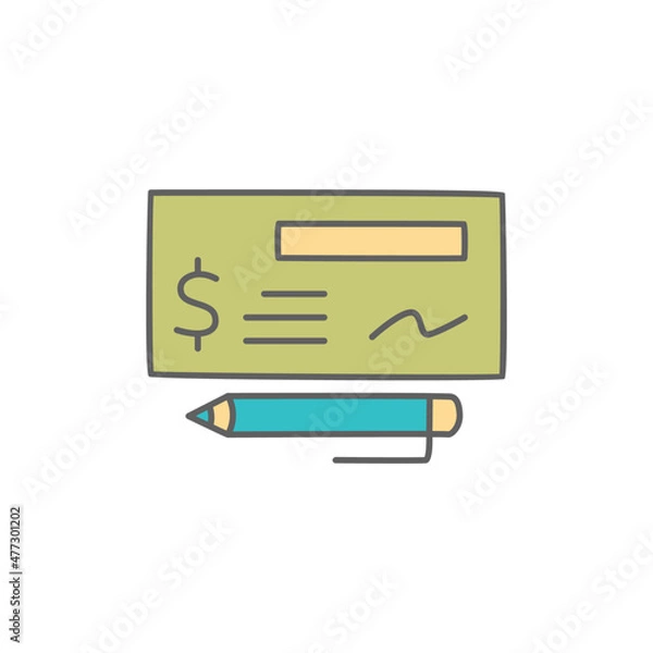 Fototapeta Payment Check Icon in color icon, isolated on white background 