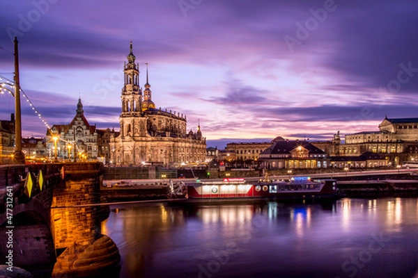 Fototapeta Drezno Nocą