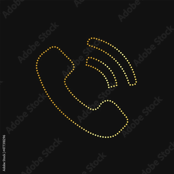 Obraz Rhinestone design Textile rhinestone applique print editable contour Call icon design template with Gold Color