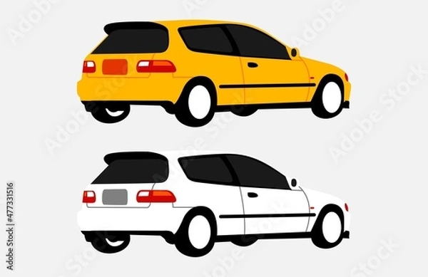 Fototapeta vector car coupe hatchback back view
