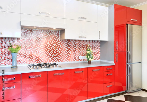 Obraz Kitchen red and white