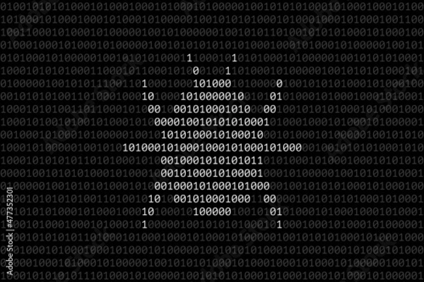 Fototapeta Bug silhouette composed from 0 and 1 digits over binary code surface