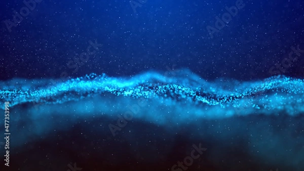 Fototapeta Abstract background with particles waves