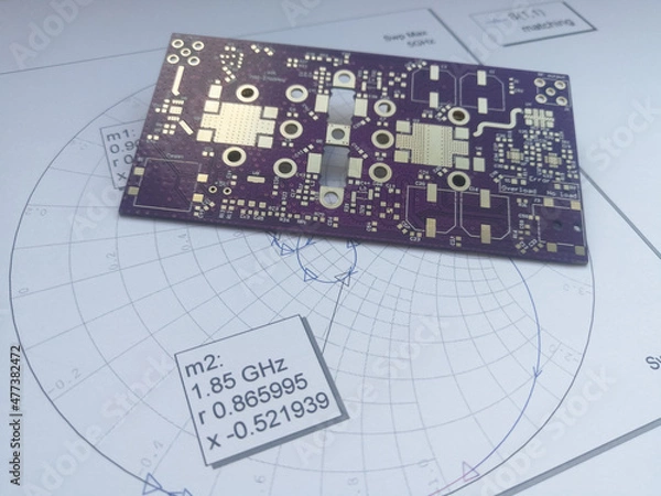 Fototapeta RF PCB and Smith chart for design
