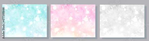 Obraz 雪の結晶入りのふわふわ雪の背景セット
