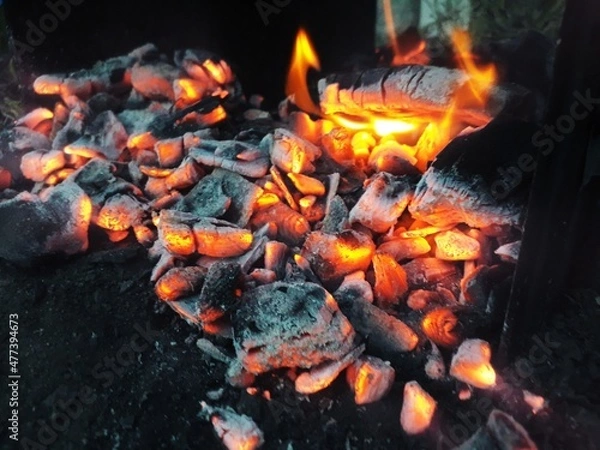 Obraz fire burning in a fireplace