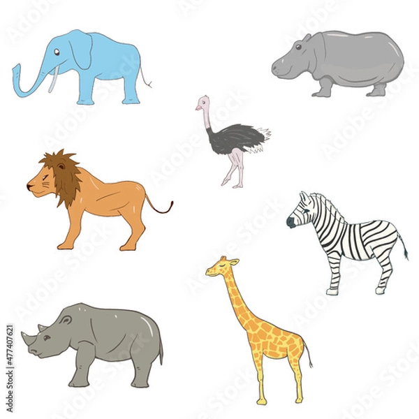 Fototapeta アフリカ動物セット