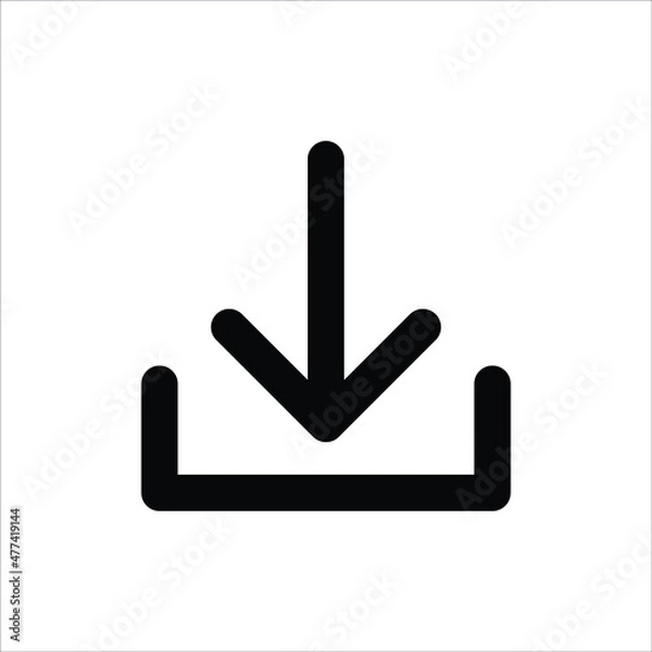 Fototapeta Download icon isolated on white background. Upload button