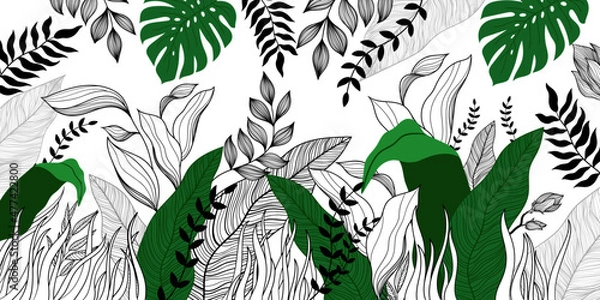 Fototapeta Pattern leaves flowers nature abstraction lines