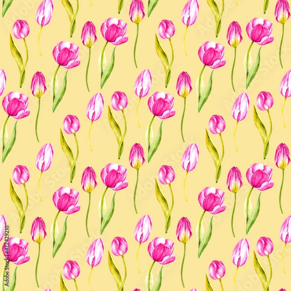 Fototapeta A botanical pattern with a tulip