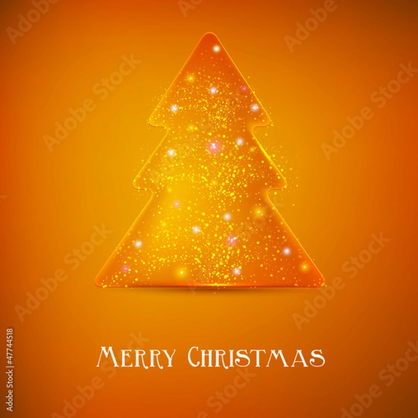 Obraz Stylized luminous christmas tree. Vector background with copy sp