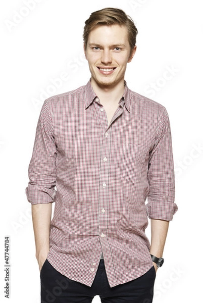 Obraz Young man against a white background