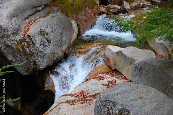 Obraz granite, dead leaves, and a waterfall