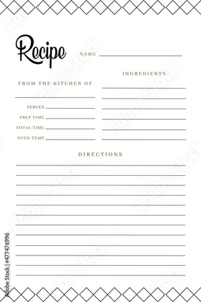 Obraz Blank Recipe Book Template