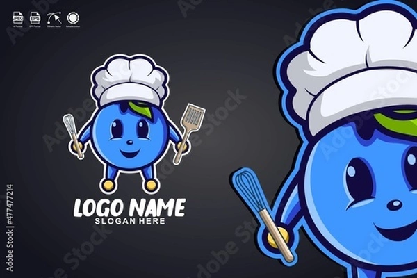 Obraz blueberry chef art logo design