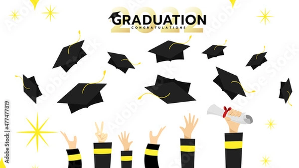 Fototapeta Graduation cap in Congratulations . Template for graduation design isolated on white background ,Vector illustration EPS 10