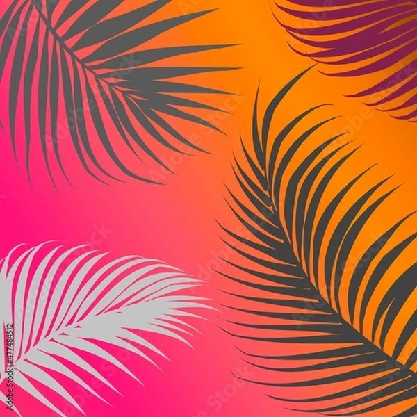 Fototapeta Vector banner with color tropical leaves.