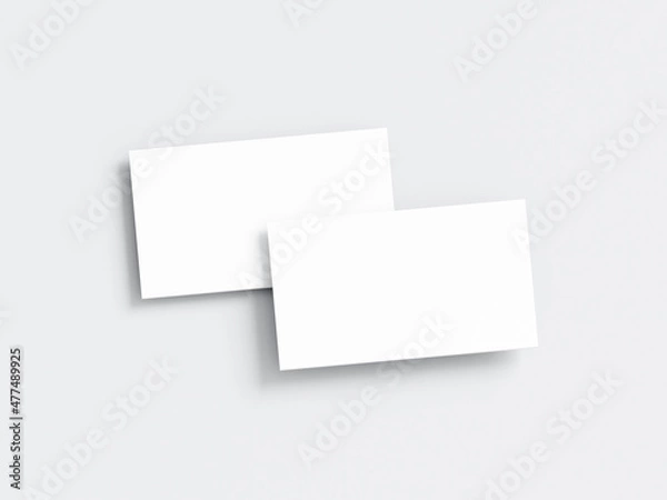 Obraz business card mockup, white cards on white background, 3d render