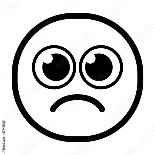 Obraz Isolated sad monochrome emoji icon Vector illustration