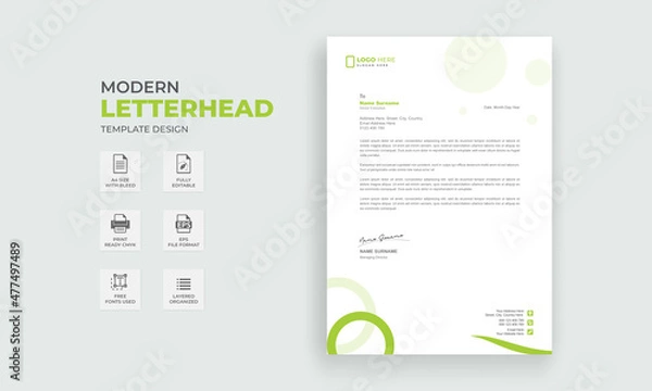 Fototapeta Modern Letterhead Template Design. Letterhead Design Template. 