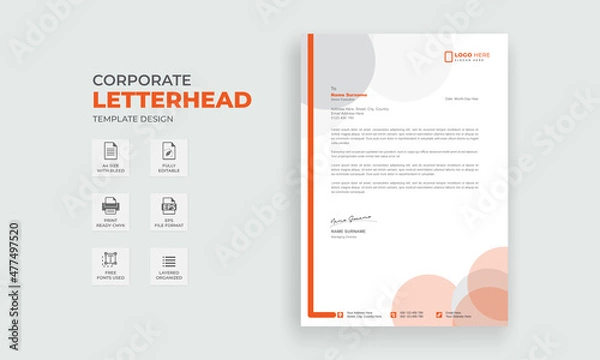 Fototapeta Corporate Letterhead Template Design.
