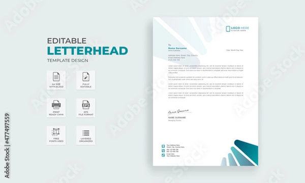 Fototapeta Editable Letterhead Template Design. Letterhead Design Template.