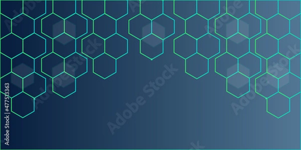 Obraz Abstract blue of futuristic surface hexagon pattern with gradient light line. Beautiful hexagon background with space for text.