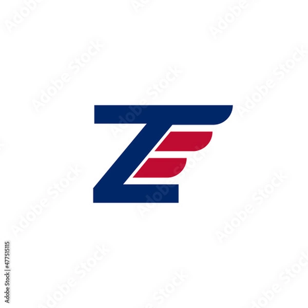 Fototapeta Alphabet Letter Z with Fast Wings Logo Design Element on White background Vector Illustration