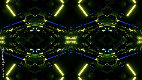 Obraz Neon Disco Lights And Futuristic Hi-Tech Sci Fi Illustration Background Wallpaper Texture for Banners, Web Templates, Titles, Texts, Flyers, Book Covers and ect.