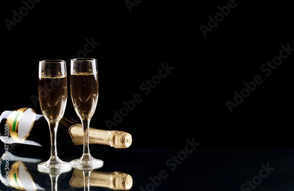 Fototapeta New years eve celebration background with champagne