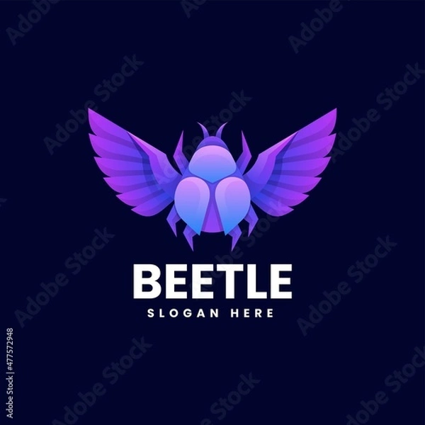 Obraz Vector Logo Illustration Beetle Gradient Colorful Style.