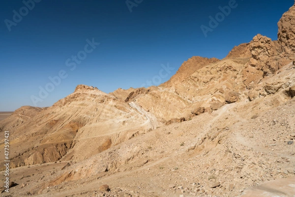 Fototapeta View of Chbika -  mountain oasis in western Tunisia -Tozeur governorate - Tunisia 