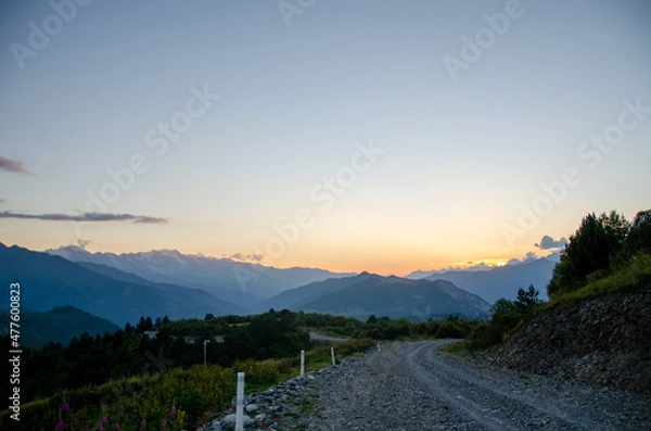 Fototapeta sunset in the mountains
