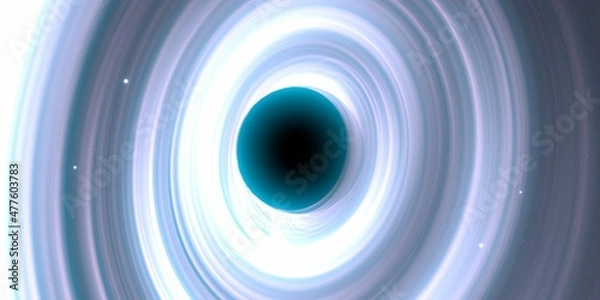 Obraz Black hole in deep space. Astronomical massive object. Hot plasma ring and event horizon. Plasma accretion disk.