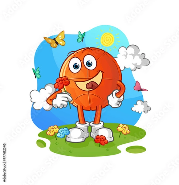 Obraz basketball pick flowers in spring. character vector