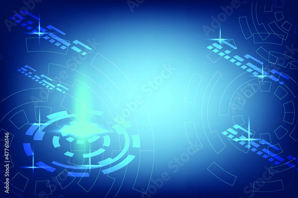 Obraz Isometric Background of technology  with splited redial. Blue Abstract network communication template with security concept. Artificial Innovation Intelligence space for design.