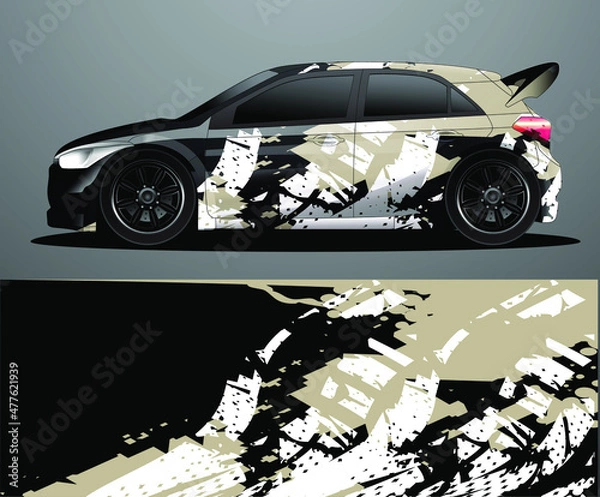 Obraz Rally car decal graphic wrap vector, abstract background