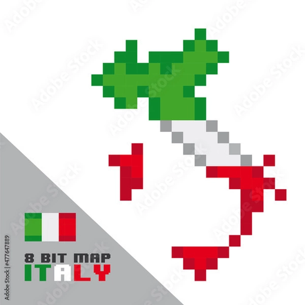 Fototapeta ITALY MAP 8 bit - Vector Fully Editable
