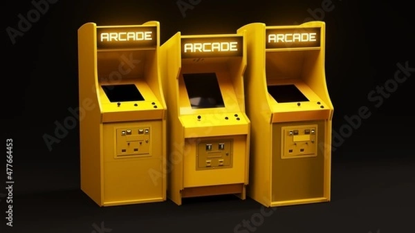 Obraz Three Yellow Arcade Machines