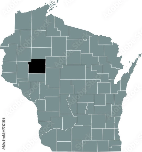 Fototapeta Black highlighted location map of the Chippewa County inside gray administrative map of the Federal State of Wisconsin, USA